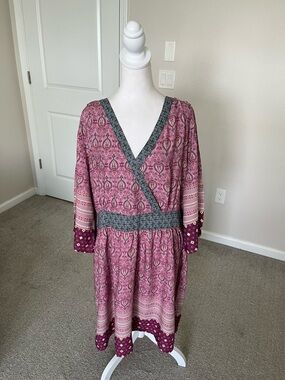 NWT Hayden Los Angeles Pink Paisley Wrap-Style Mini Dress